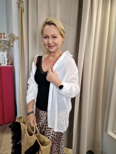 Koszula swobodna biała lniana, jedwabna, bawełniana