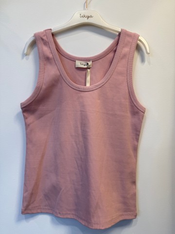 Top Wiya pudrowy róż prążkowany z bawełną, wiskozą, bokserka