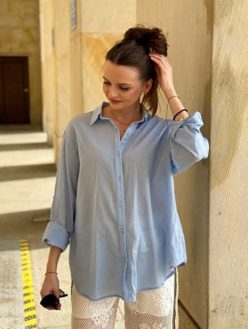 Koszula Touch of nature bawełniana błękitna