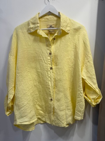 Koszula lniana Erina żółta pudełkowa