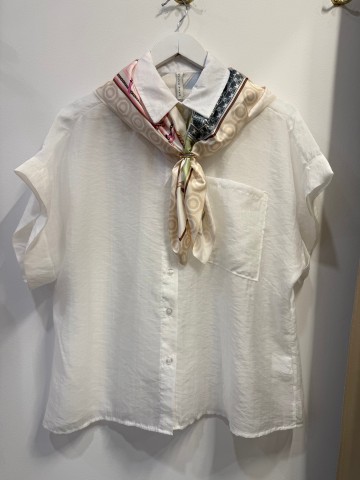 Koszula Sonia tencel biała koszulowa z apaszką