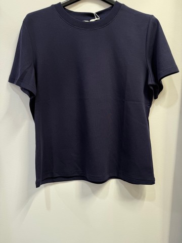 T-shirt My Star granatowy, krótszy pudełkowy, bawełniany, okrągły dekolt, 5015