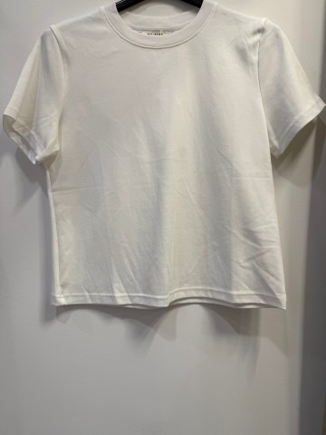 T-shirt My Star biały, krótszy pudełkowy, bawełniany, okrągły dekolt, 5015