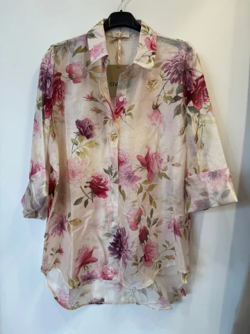 Koszula Fiorella w kwiaty z lyocellem i lnem